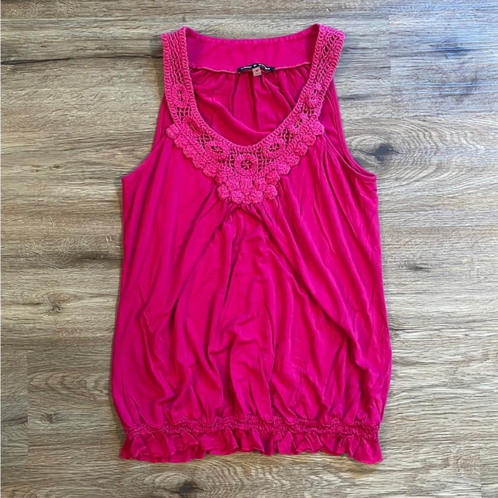 Cable & Gauge Magenta Tank Top with Crochet Detail